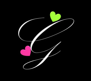 Hearts black background letter g - private press free wallpaper