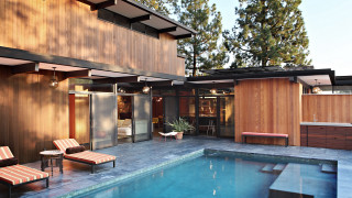 Pool lounge hotTub woodenBuilding reflection - elbridge ayer burbank free wallpaper