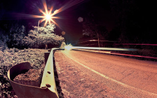 Night road street light tree - road free wallpaper