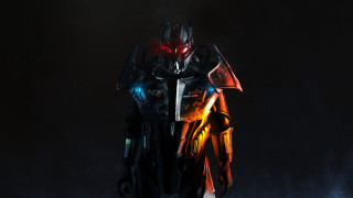 Futuristic man glowing eyes sword - the dark free wallpaper