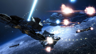 Space station lights sky planet - a few star free wallpaper