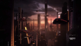 Futuristic city sky clouds ruins - a few building free wallpaper