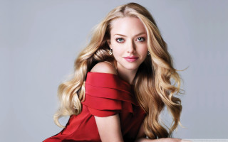 Woman blonde hair red dress 2 - photorealistic free wallpaper for desktop