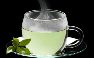 Tea steam leaf saucer black - steam free wallpaper