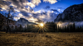 Mountain sunset crepuscular rays trees - crepuscular ray free wallpaper