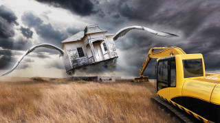 House crane field background surreal - surreal photography free wallpaper