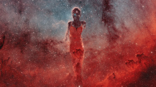 Red dress space star dust - the middle of a space free wallpaper