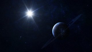 Bright sun distant planet stars - a distant object in the foreground free wallpaper