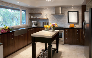 Kitchen center island sink stove - rembrandt free wallpaper
