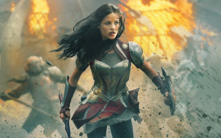 Woman armor sword fire flames - a fire free wallpaper