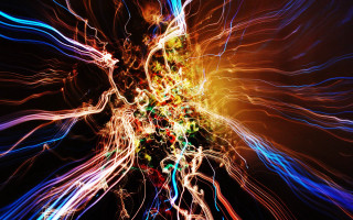 Colorful abstract tree lights black - an abstract painting free wallpaper