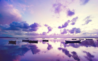 Boats lake cloudy sunset colorful - a group of boats free wallpaper
