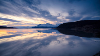 Lake mountain clouds sunset cityscape 2 - alson s. clark free wallpaper