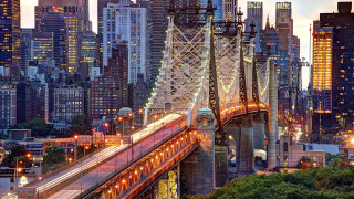 Train bridge city night lights 4 - expressionism free wallpaper