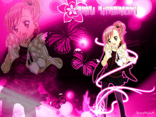 Girl pink hair butterfly hand - lyco art free wallpaper