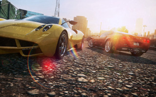 Cars street tallbuilding rainbowroof trafficlight - photorealistic lighting free wallpaper