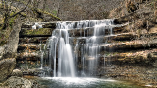 Waterfall forest ruins cityscape sunbeam - alexander brook free wallpaper