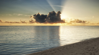 Beach bench cloud water magic - a body of water below free wallpaper