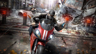 Man motorcycle city destruction explosion - a city street free wallpaper