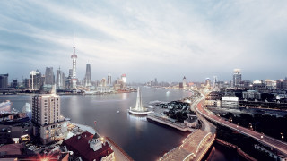 City skyline river bridge architecture 3 - a bridge crossing over free wallpaper