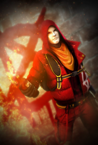 Man red outfit sword fireball - cedric seaut keos masons free wallpaper