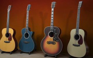Guitar row wooden floor realistic - a wooden floor next free wallpaper