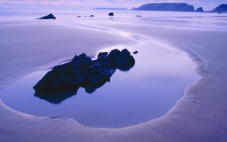 Blue sky rocks water clouds - rock free wallpaper