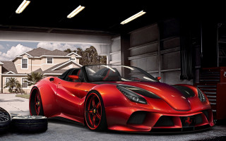 Red sports car garage tire - digital free wallpaper