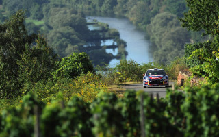 Car forest river road bench - a car free wallpaper