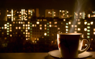 Coffee city night lights bokeh - a saucer free wallpaper