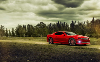 Red car dirt road field - a dirt road in a field free wallpaper