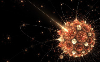 Star cluster red yellow fractal - free new year wallpaper