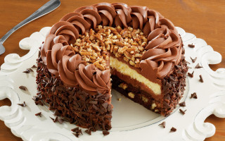 Chocolate cake pastel decadent rococo - a fork and spoon free wallpaper