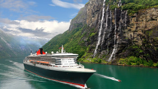Cruise ship waterfall mountain scenery 2 - a waterfall in the background free wallpaper