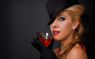 Woman hat dress drinking glass - a woman in a hat free wallpaper