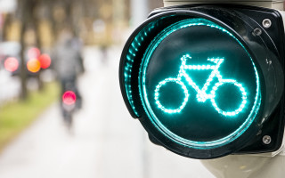 Traffic light bicycle street corner - a traffic light free wallpaper
