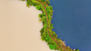 Train water trees aerial naturalism - the side of the road free wallpaper