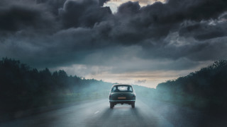 Car cloudy sky mountains forest - tree below free wallpaper