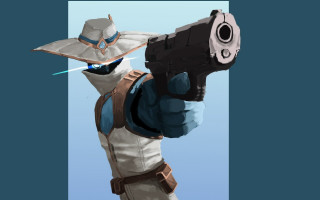 Man in white suit aiming - splash art free wallpaper
