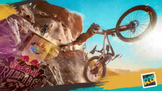 Mountainbiking biker cliff desert explosion - a man riding free wallpaper