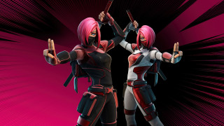 Two women costumes pink background - their hands in free wallpaper