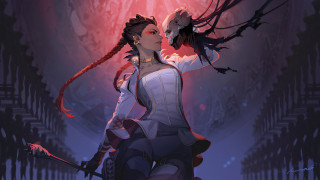 Woman sword redlight artgerm league - long hair and a sword free wallpaper