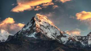 Mountain snow peak clouds birds - under a cloudy sky free wallpaper