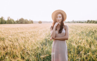 Woman hat wheat field braids - a woman in a hat free wallpaper