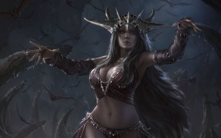 Woman horns sword demon fantasy - horn and horns free wallpaper