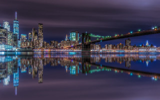 City skyline bridge river night 83 - a bridge and a river free wallpaper