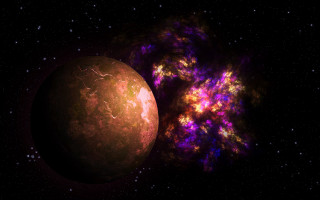 Large red object purple yellow - a. hardy free wallpaper