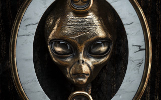 Golden alien head marble gold - golden free wallpaper
