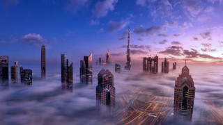 City in clouds train sunset - the cloud free wallpaper
