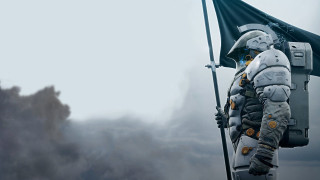 Space suit flag mountain fog - mecha free wallpaper